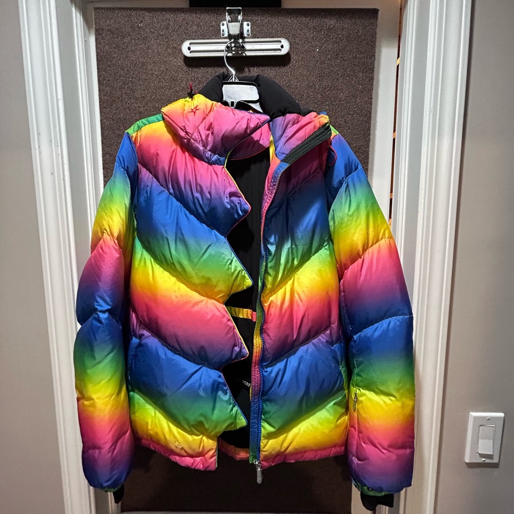 Perfect Moment Rainbow Chevron Stripe Super Day Jacket Coat Puffer